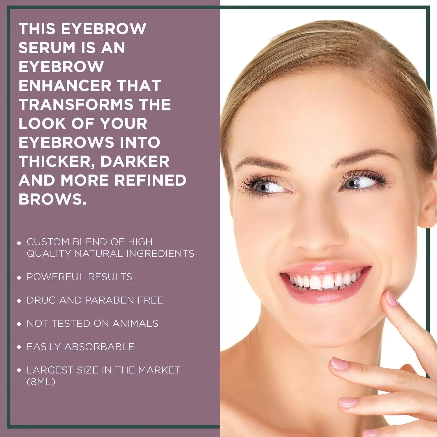 NuOrganic Eyebrow Serum Growth Enhancer Gel | Naturally Grow Fuller, Darker & Thicker brows | Plant Based Stem Cell Serum with Biotin & Growth Peptides | Fast Absorbing, Vegan & Cruelty Free (8ML)
