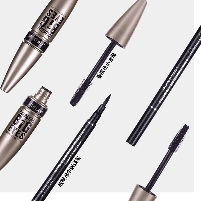 Shedoes Waterproof Mascara & Eyeliner Set – Smudge-Proof, Volumizing & Curling Eye Makeup