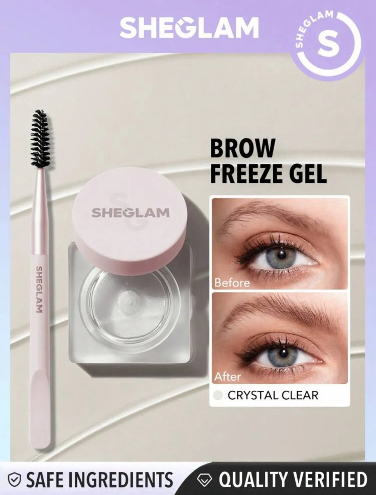 SHEGLAM Set Me Up Brow Hold-Crystal Clear Waterproof Eyebrow Gel No Smudge Long Lasting Shaping Eyebrow Wax Black